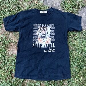 Zeff Manuel Tiger Graphic Print T Shirt Mens Medium Black Short Sleeve‎